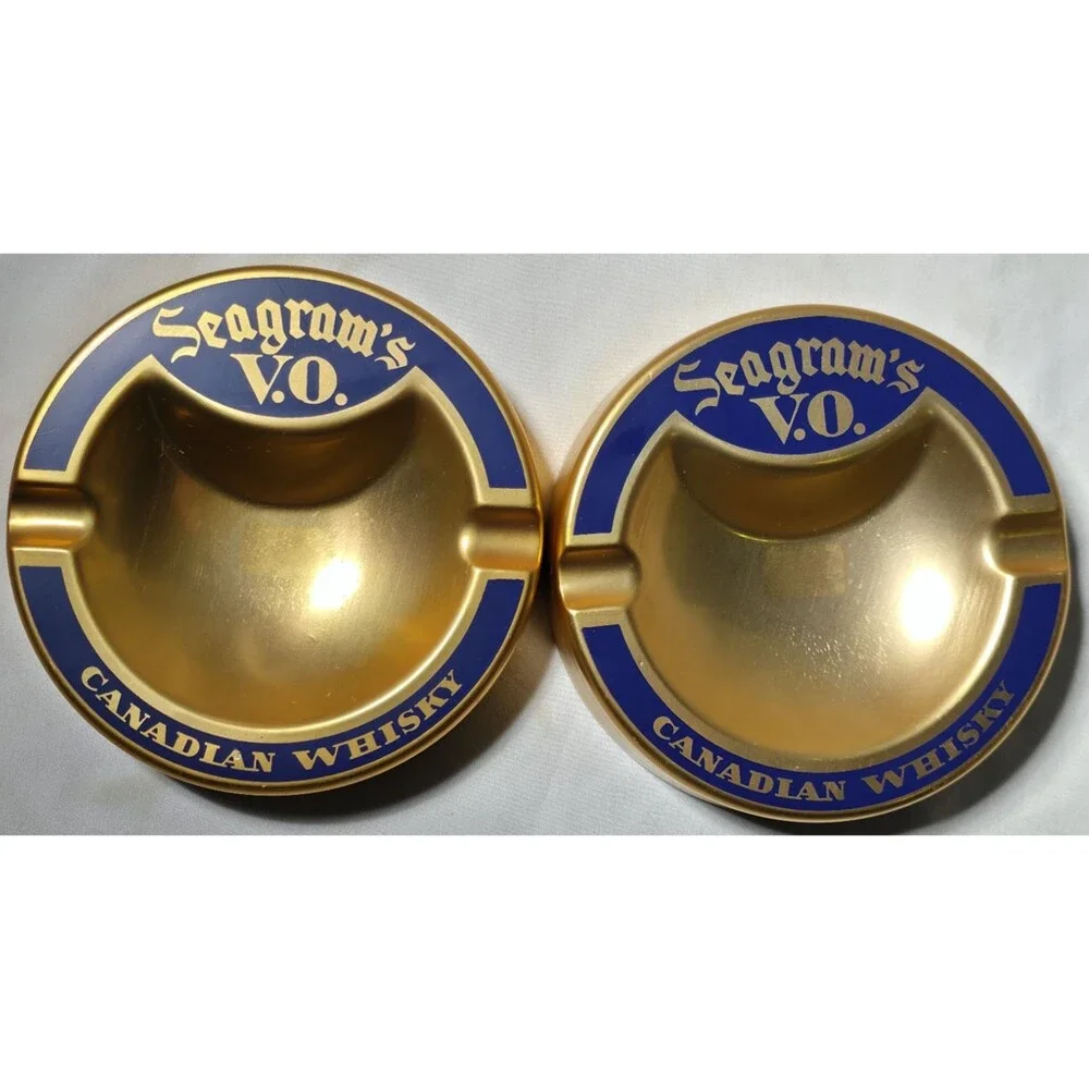 2 1950s Seagram's V.O. Ashtray Canadian Whisky Soctal Varese MCM Vintage Italy